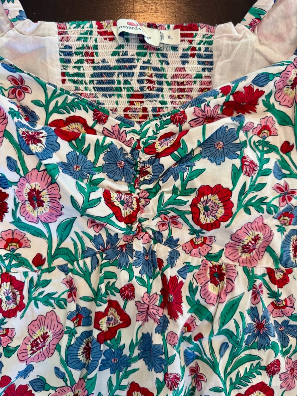 Vineyard Vines Tisbury Floral White Floral Print Puff Sleeves - Picture 4 of 6